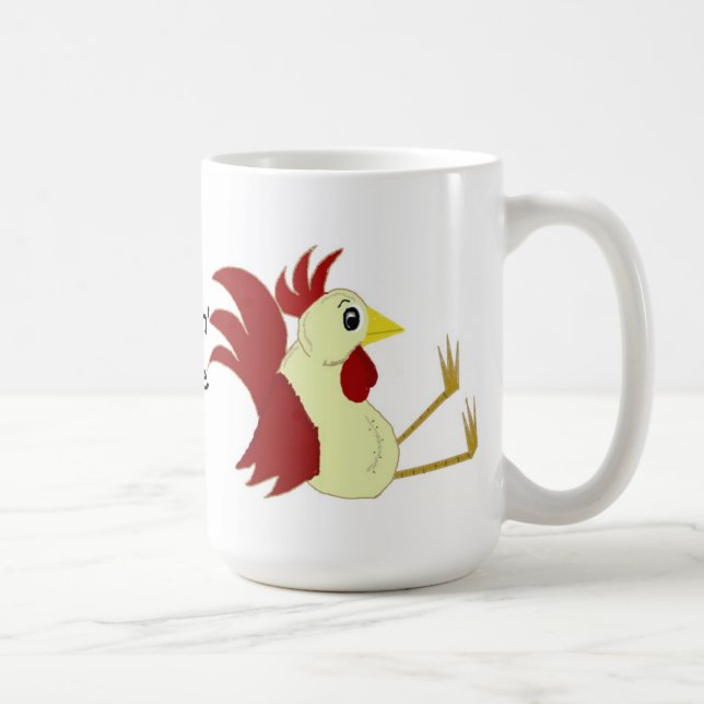 Taza De Café Gallo sentado divertido (Derecha)