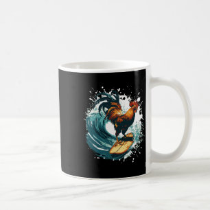 Taza De Café Gallo Surfista Animal Deporte Surfista