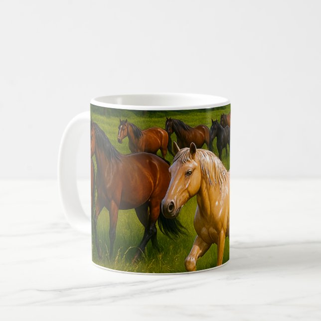 Taza De Café Galloping Horses Nature  (Anverso izquierdo)