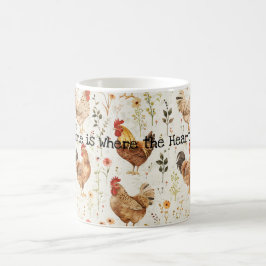Taza De Café Gallos de granja floral hogar corazón