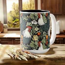 Taza De Café Gallos en el Green Garden estilo William Morris