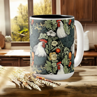 Taza De Café Gallos en el Green Garden estilo William Morris