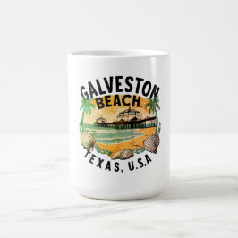 Taza De Café Galveston Beach Retro Vignette