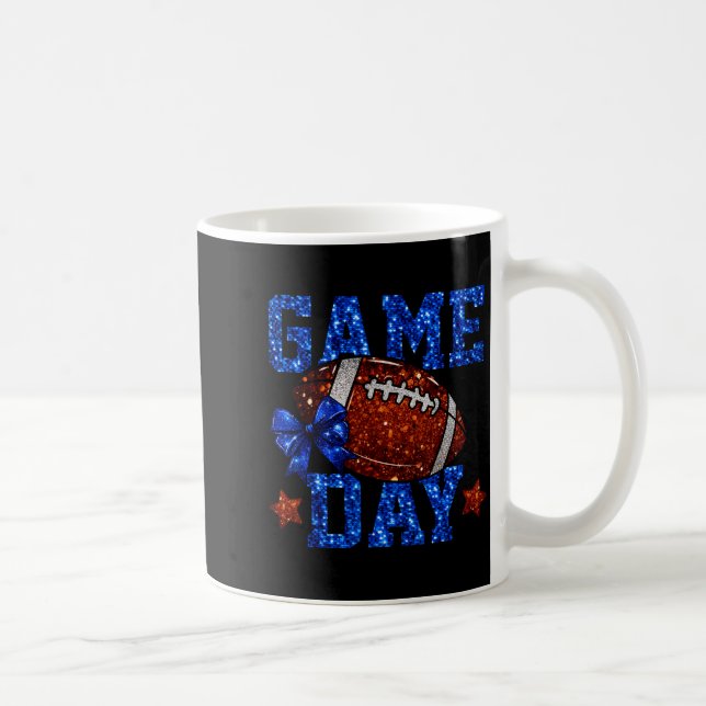 Taza De Café Game Day Football Season Football Mama Blue Bow Ch (Derecha)