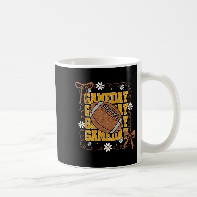 Taza De Café Game Day Football Season Football Mama Girl Black  (Derecha)