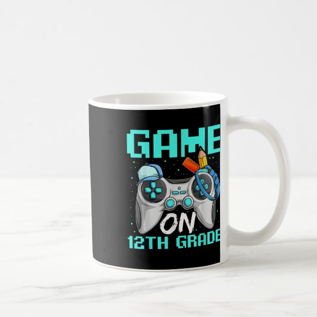 Taza De Café Game On Twelfth Grade Shirts, Funny Gamer Boy Back (Derecha)