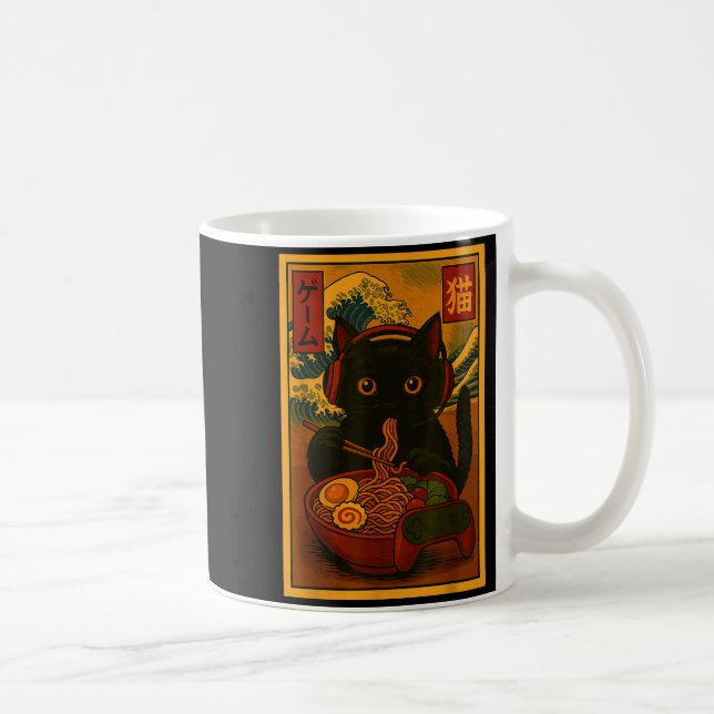 Taza De Café Gamer Cat Eating Ramen Japanese Style  (Derecha)
