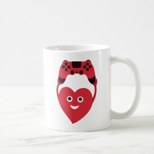 Taza De Café Gamer Game Controller Y A Heart Geek