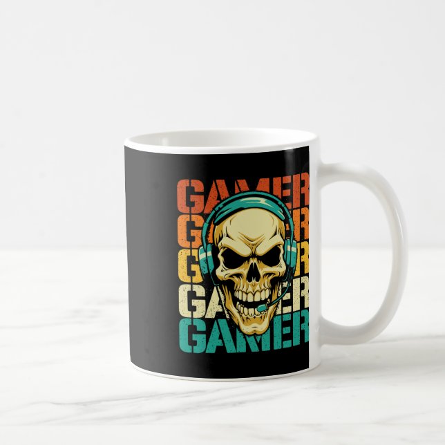 Taza De Café Gamer - Retro Skull Gaming Lover Videojuego de con (Derecha)