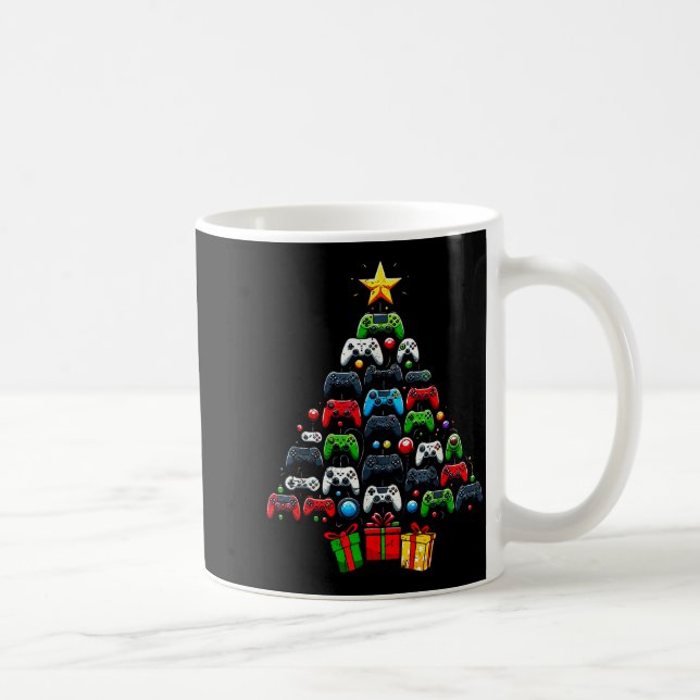 Taza De Café Gaming Controllers Christmas Tree Funny Gamer Boys (Derecha)