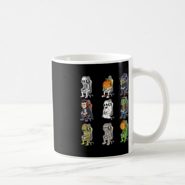 Taza De Café Gaming Halloween Skeleton Vampire Gamer Zombie Boy (Derecha)