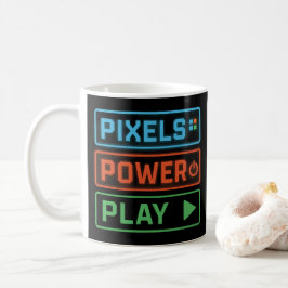 Taza De Café Gaming Mug – Pixels Power Play Neon Coffee Cup