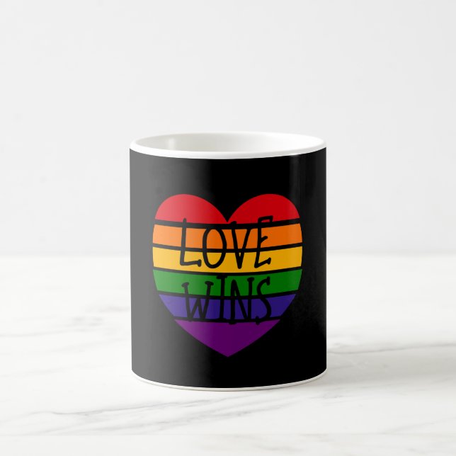 Taza De Café Gana el Amor Corazón Arcoíris (Centro)