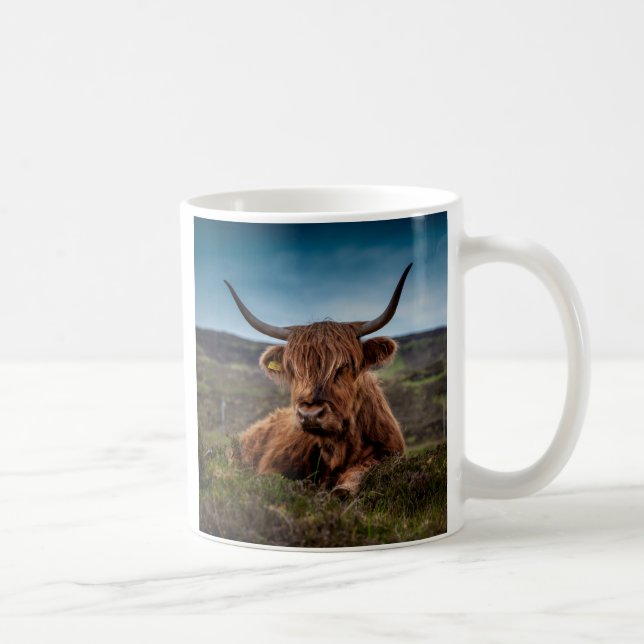 Taza De Café Ganadero de toros Longhorn para vaca de Escocia (Derecha)