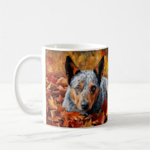 Taza De Café Ganado Australiano en Otoño Las Hojas que Caen Ins