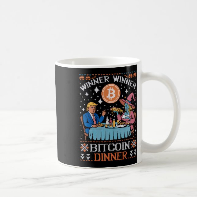 Taza De Café Ganador Bitcoin Dinner Feo Trump Xmas Sweat (Derecha)