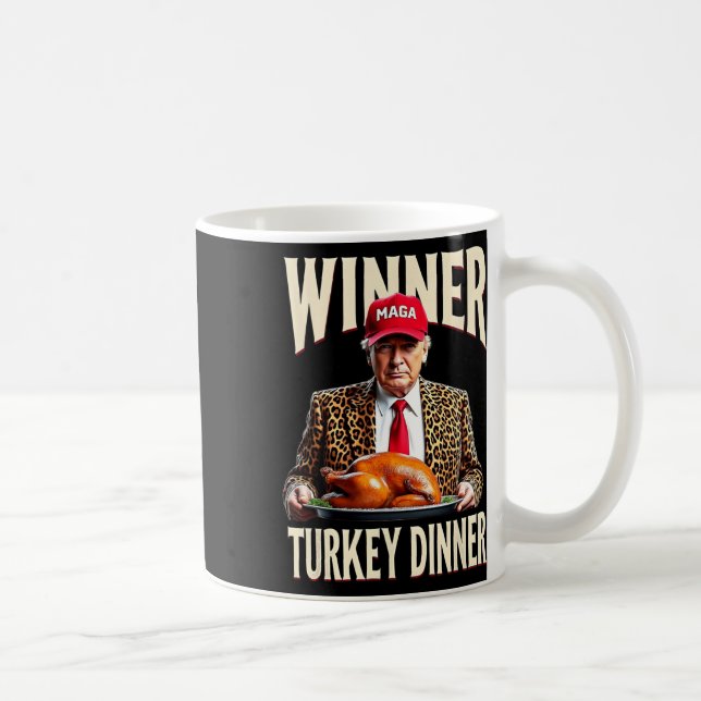 Taza De Café Ganador de la cena en Turquía Divertido Trump (Derecha)