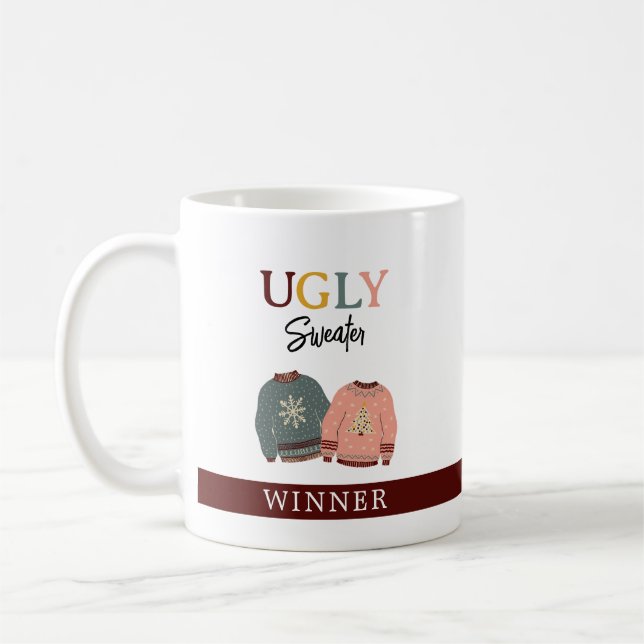 Taza De Café Ganador de la fiesta festiva de suéter feo (Izquierda)