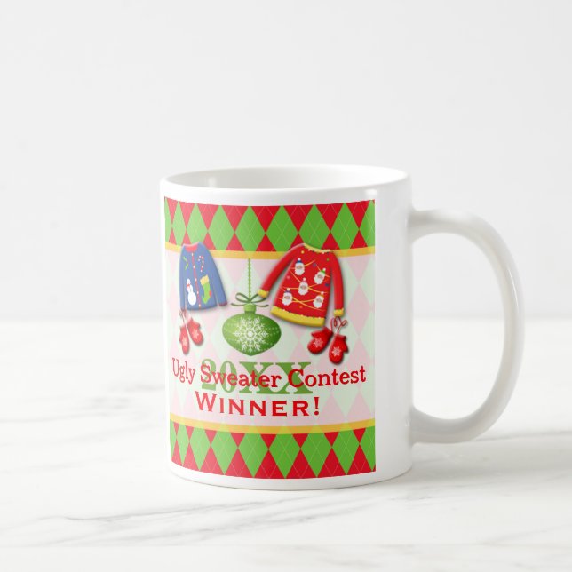 Taza De Café Ganador del concurso de dulces Navidades feos Mug (Derecha)