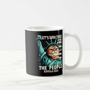 Taza De Café Ganemos esto por la graciosa estatua de gato de la