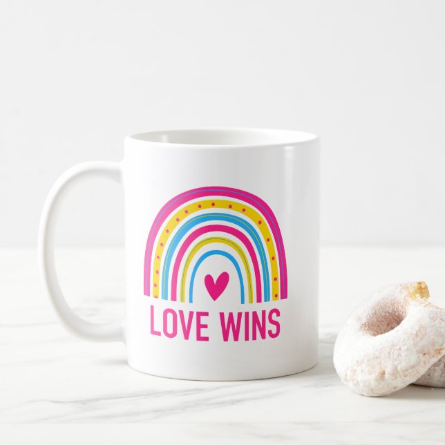 Taza De Café Ganó el amor al arcoiris pansexual (Con donut)