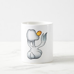 Taza De Café Ganso Blanco Por Detrás Pájaro Tonto