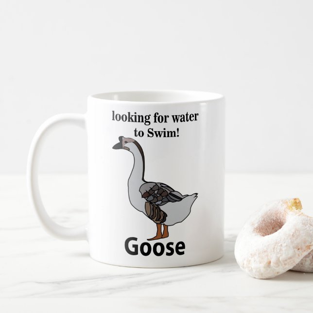 Taza De Café Ganso Buscando Agua Para Nadar Ganso Africano (Con donut)