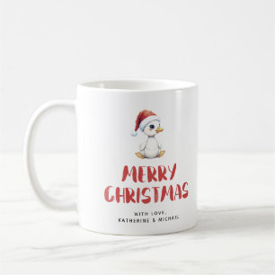 Taza De Café Ganso Pato de Navidad Personalizado Acuarela