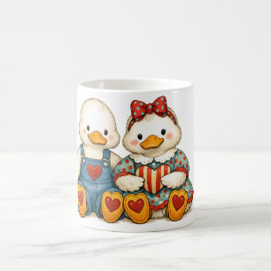 Taza De Café Ganso Vintage Personalizado Pareja de Gansos Retro
