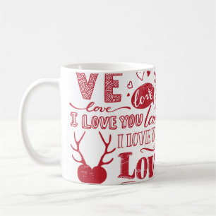 Taza De Café garabatos de amor dibujados a mano 