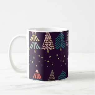 Taza De Café Garabatos, estrellas, azul oscuro.