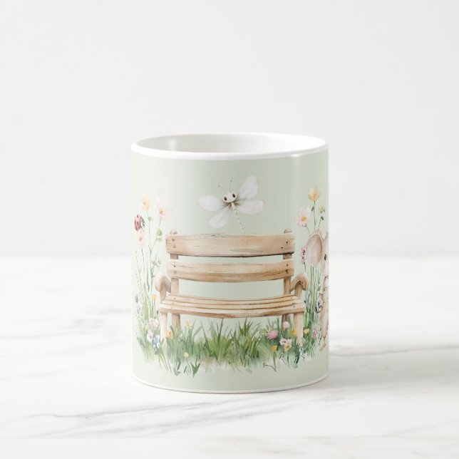 Taza De Café Garden Ladybug Dragonfly Mouse Bench (Centro)