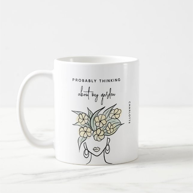 Taza De Café Gardener caprichoso floral amarilla personalizado (Izquierda)