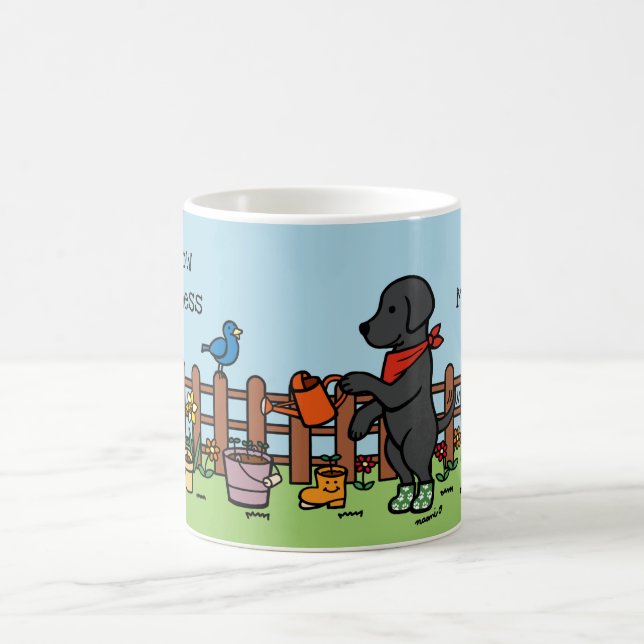 Taza De Café Gardener feliz del labrador negro personalizado (Centro)