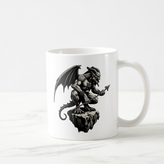 Taza De Café Gargoyle sentado sobre una roca (Derecha)