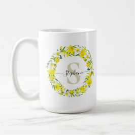 Taza De Café Garland blanco amarillo personalizado