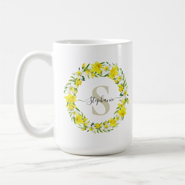 Taza De Café Garland blanco amarillo personalizado (Izquierda)