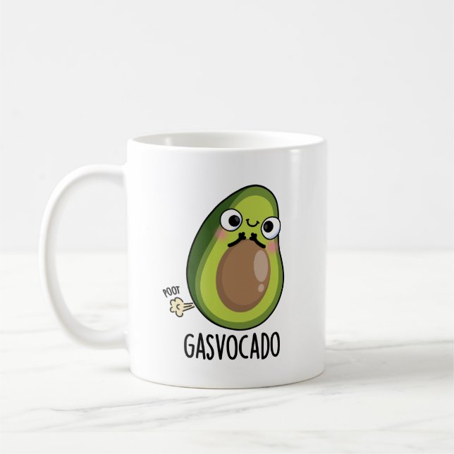 Taza De Café Gasvocado Funny Farting Aguacate Pun (Izquierda)