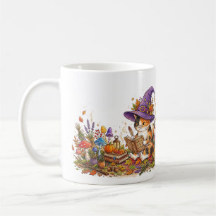 Taza De Café Gata bruja calicó descifrando hechizos - Bosque má