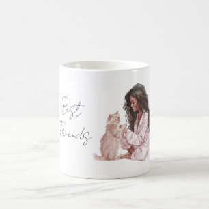 Taza De Café Gata Crema Pelo Negro