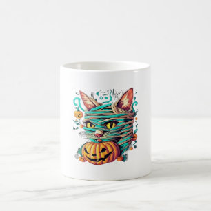 Taza De Café Gata Momia Divertida Halloween