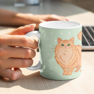 Taza De Café Gata naranja de pelo largo mamá personalizada