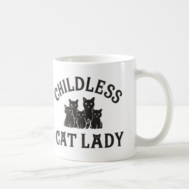 Taza De Café gata sin hijos dama mug (Derecha)