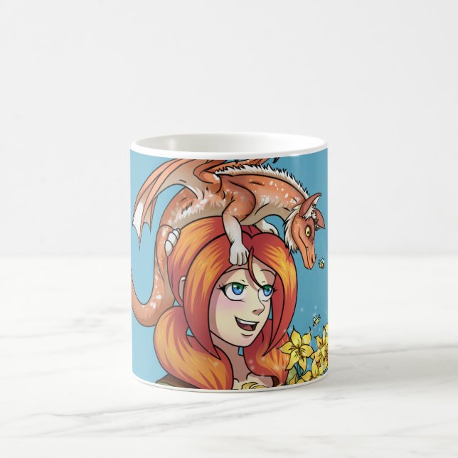 Taza De Café Gathering Flowers with a Dragon (Centro)