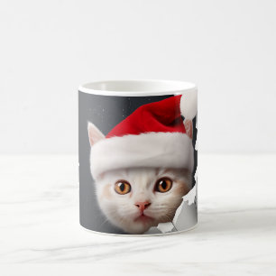 Taza De Café Gatito 3D con Santa Hat