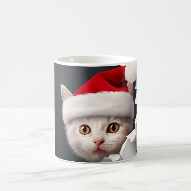 Taza De Café Gatito 3D con Santa Hat (Centro)
