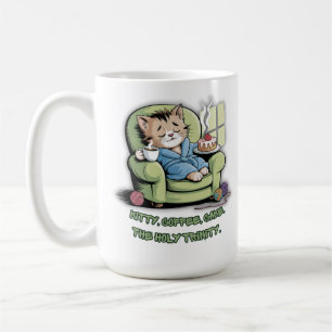Taza De Café Gatito Acogedor con Café y Tarta – Gato Divertido