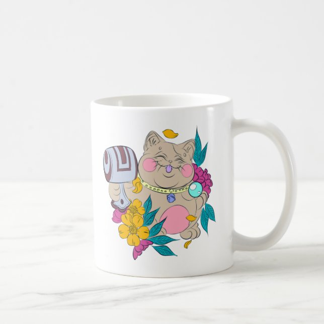 Taza De Café gatito afortunado (Derecha)