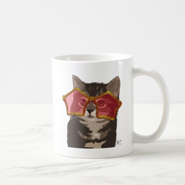Taza De Café Gatito con gafas de sol de estrella (Derecha)