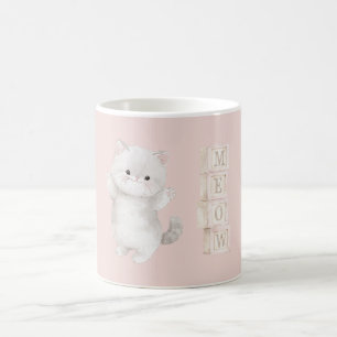 Taza De Café Gatito de color gris claro maúlla
